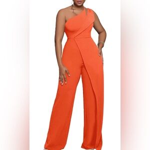 One Shoulder orange romper